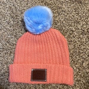 Love Your Melon Coral Pom Beanie with Blue Pom new without tags